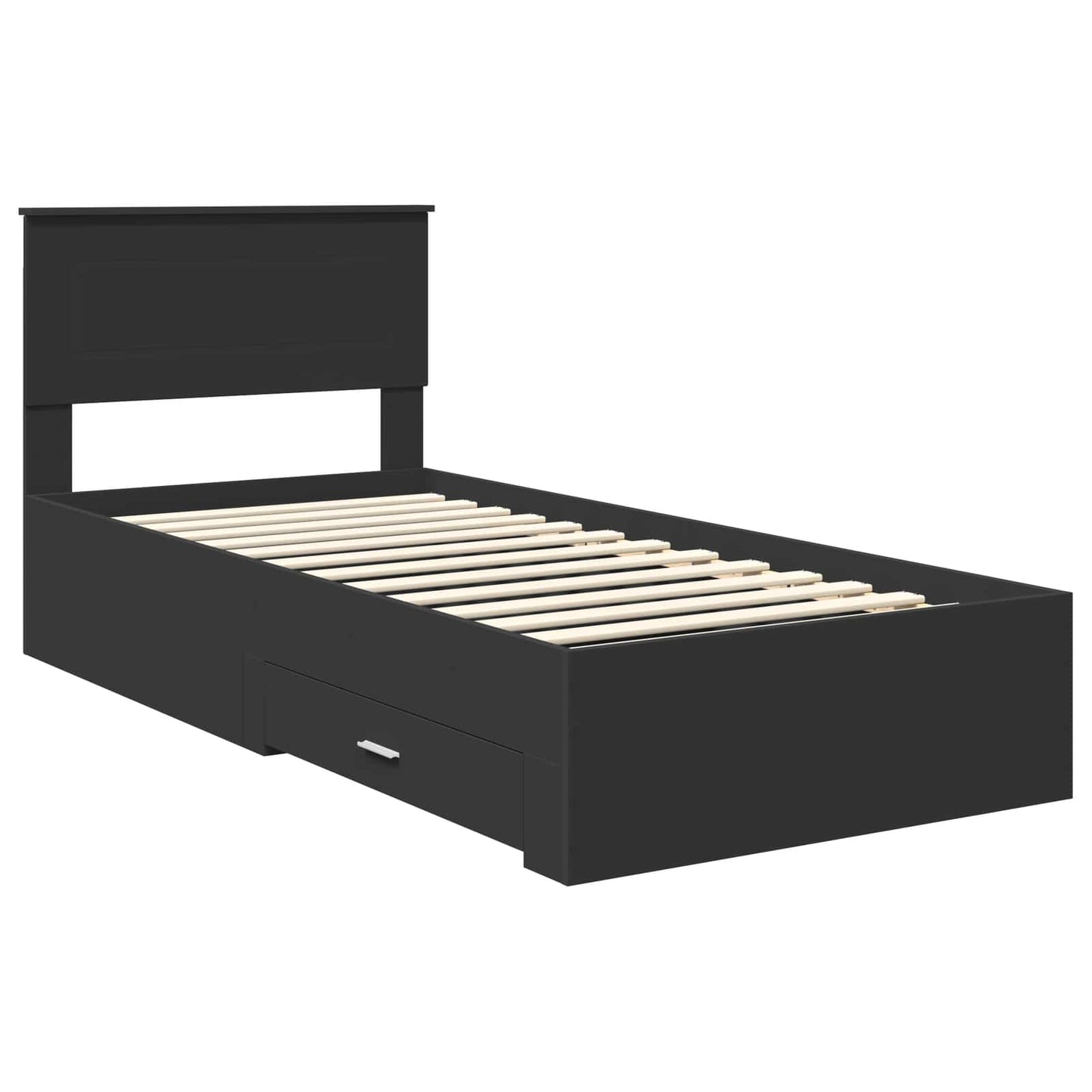 Struttura del letto con testiera Nero e Argento 75 x 190 cm