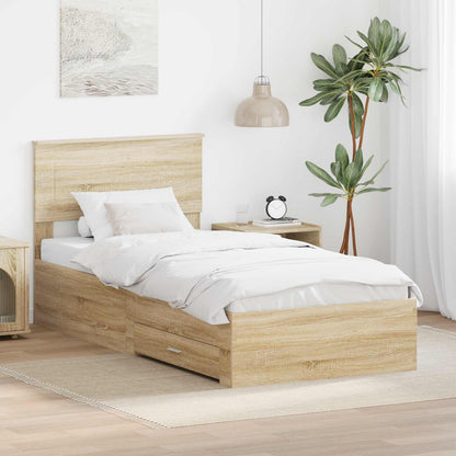 Struttura del letto Rovere Sonoma e Argento 75 x 190 cm | homemem39