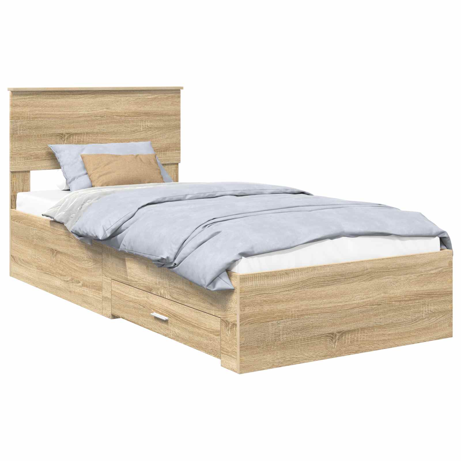 Struttura del letto Rovere Sonoma e Argento 75 x 190 cm | homemem39