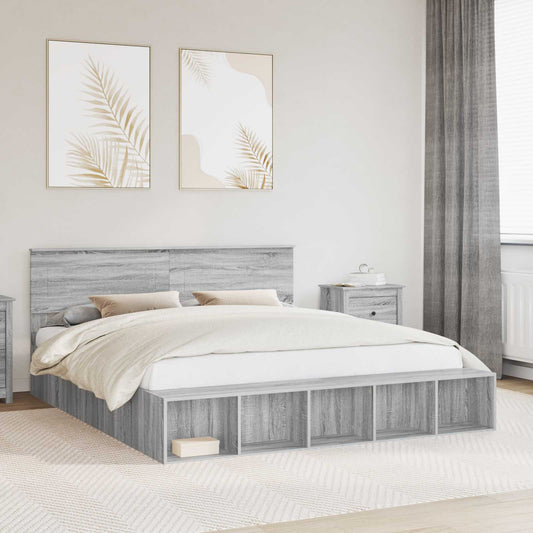 Struttura del letto con lo scaffale Grigio Sonoma 200 x 200 cm | homemem39