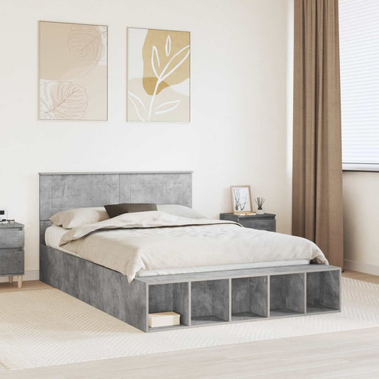 Struttura del letto con lo scaffale Grigio cemento 160 x 200 cm | homemem39