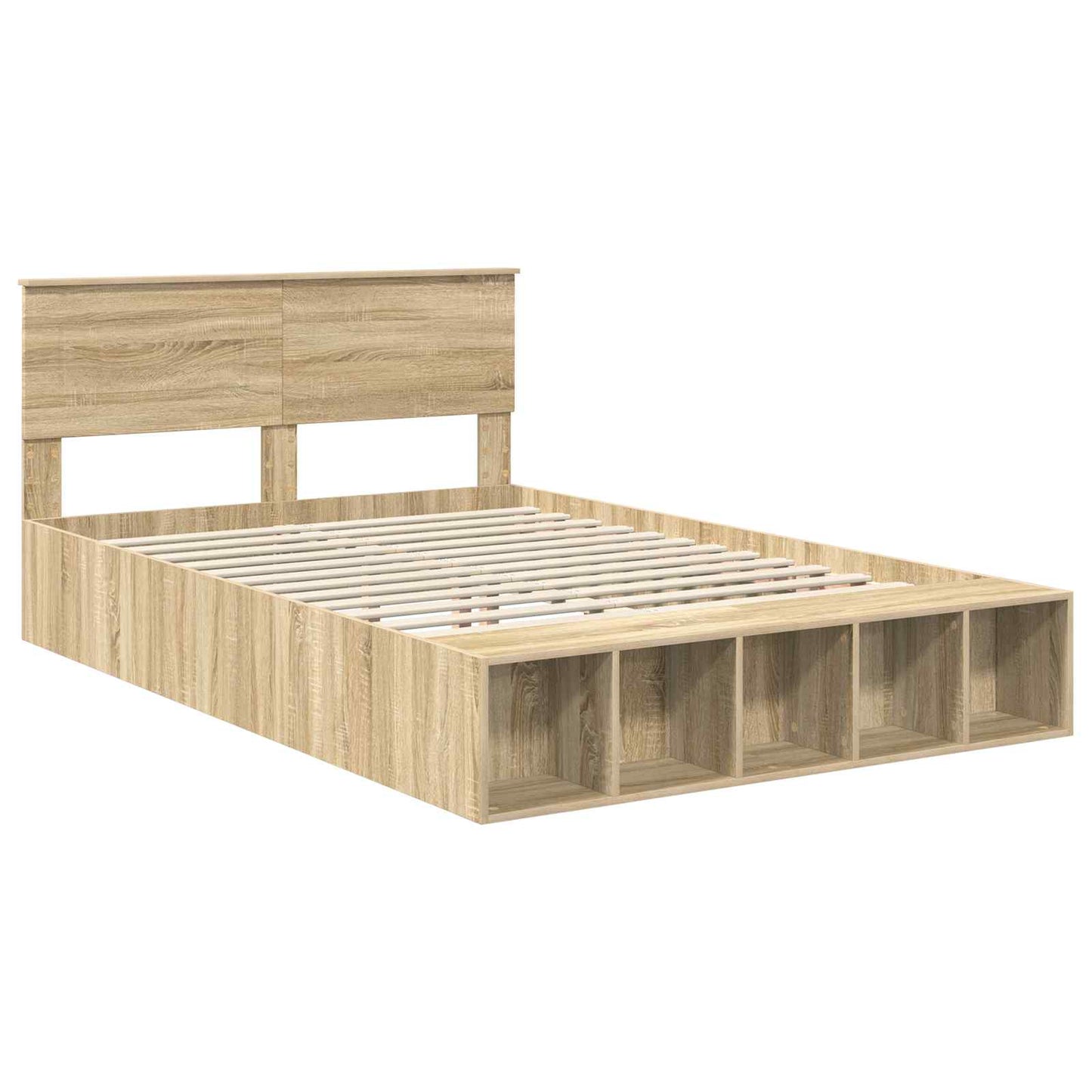 Struttura del letto con lo scaffale Rovere Sonoma 150 x 200 cm
