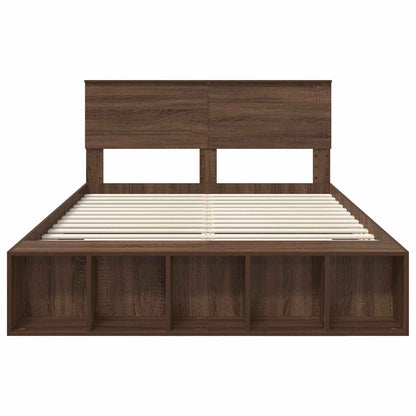 Struttura del letto con lo scaffale Rovere Marrone 150 x 200 cm