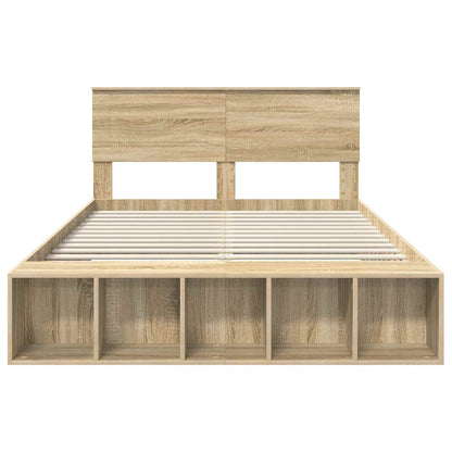 Struttura del letto con lo scaffale Rovere Sonoma 140 x 190 cm