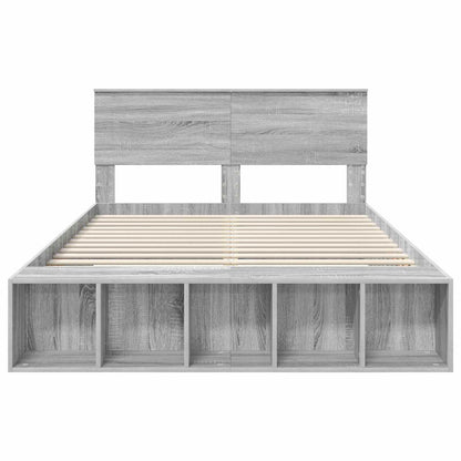 Struttura del letto con lo scaffale Grigio Sonoma 140 x 190 cm