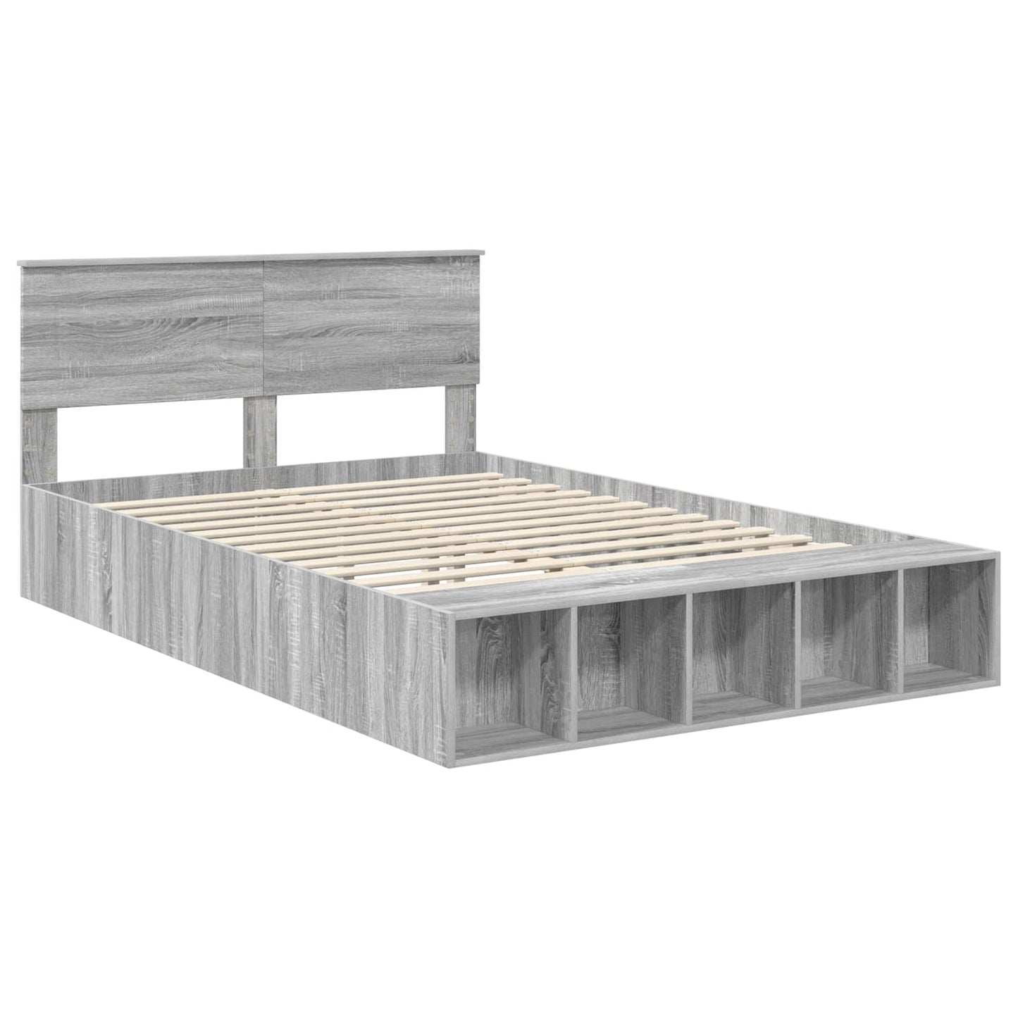Struttura del letto con lo scaffale Grigio Sonoma 140 x 200 cm