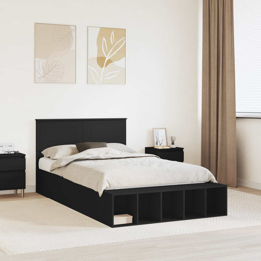 Struttura del letto Nero 135 x 190 cm Legno multistrato | homemem39