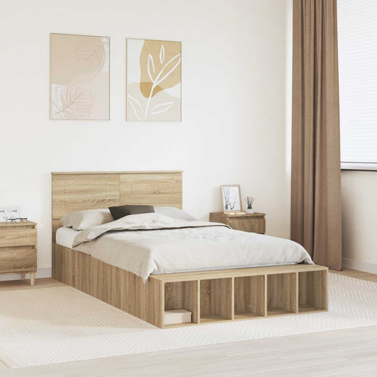 Struttura del letto con lo scaffale Rovere Sonoma 120 x 200 cm | homemem39