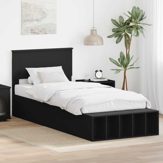 Struttura del letto Nero 100 x 200 cm Legno multistrato | homemem39
