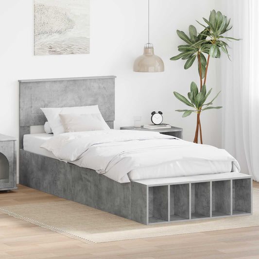 Struttura del letto con lo scaffale Grigio cemento 90 x 200 cm | homemem39