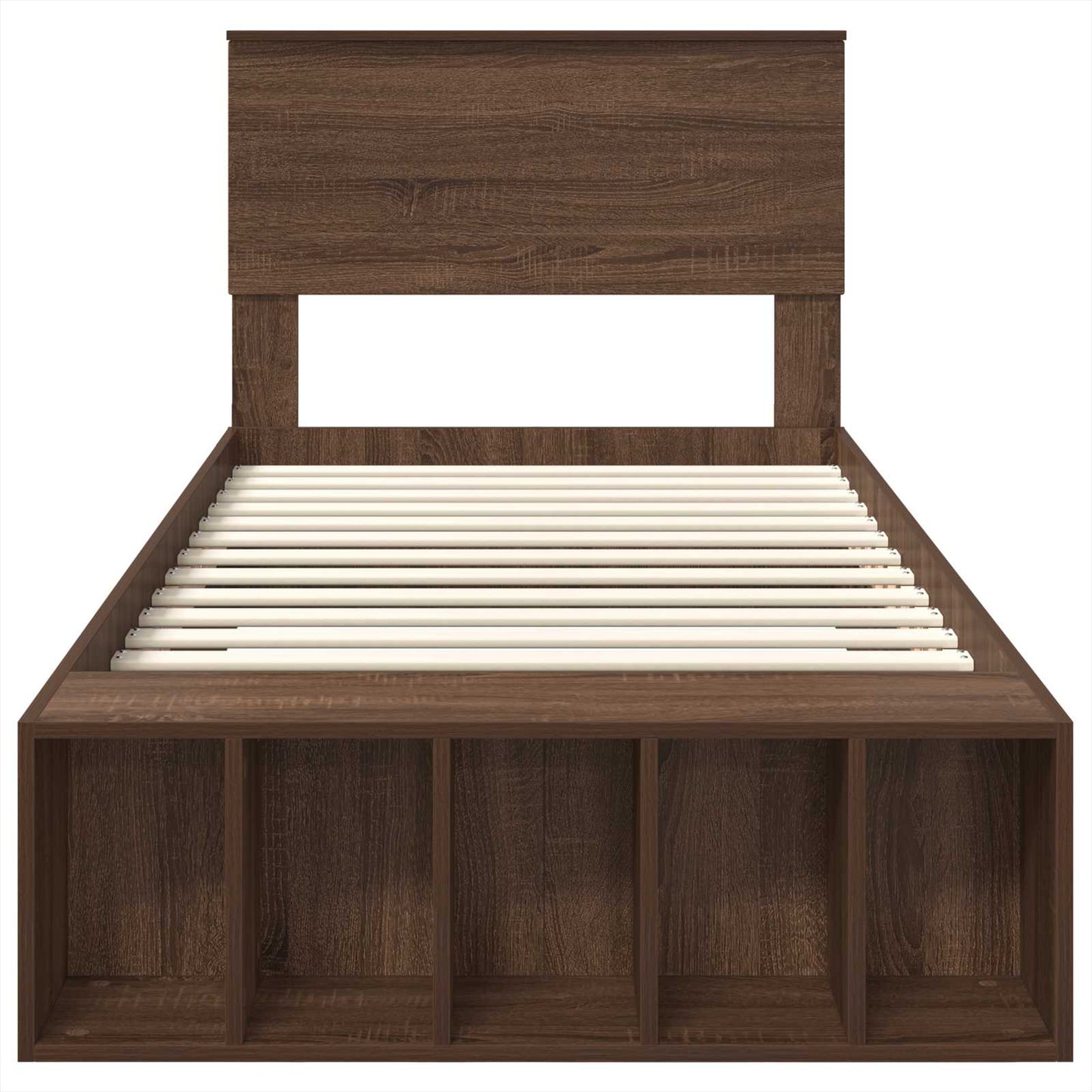 Struttura del letto con lo scaffale Rovere Marrone 100 x 200 cm