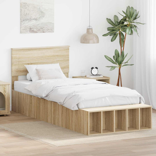 Struttura del letto Rovere Sonoma 75 x 190 cm Legno multistrato | homemem39