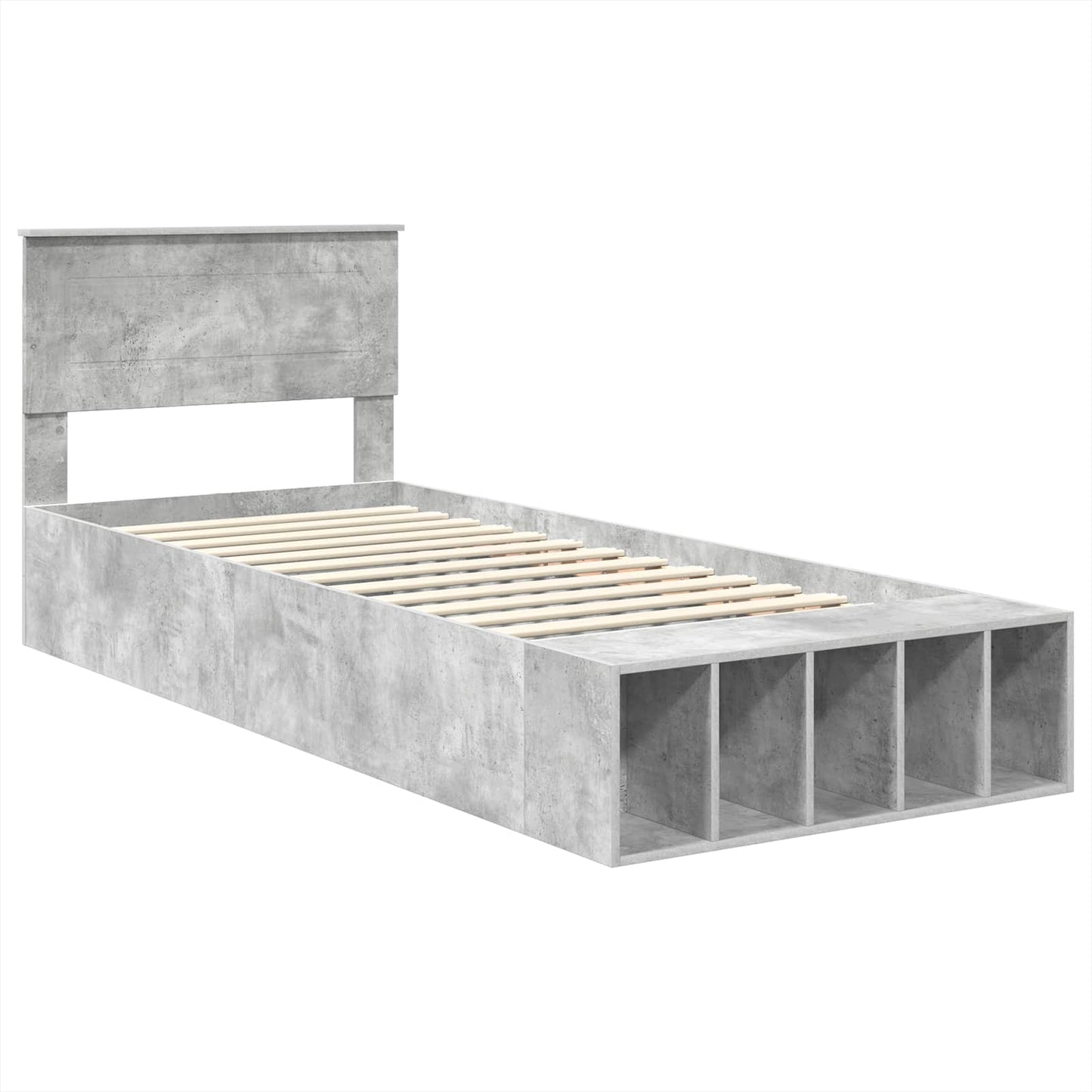 Struttura del letto con lo scaffale Grigio cemento 75 x 190 cm