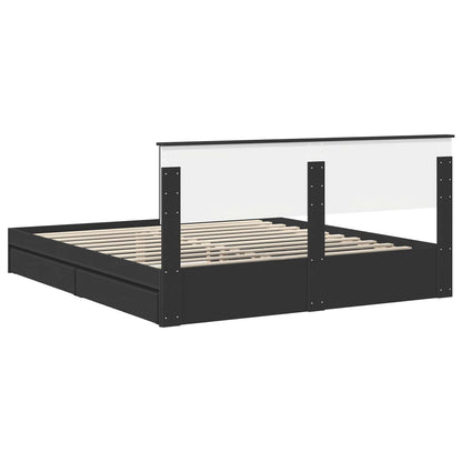 Letto con Contenitore Nero 200 x 200 cm Legno multistrato | homemem39