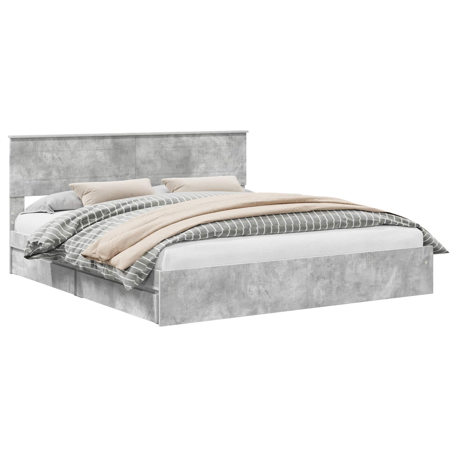 Letto con Contenitore con testiera Grigio cemento 200 x 200 cm | homemem39
