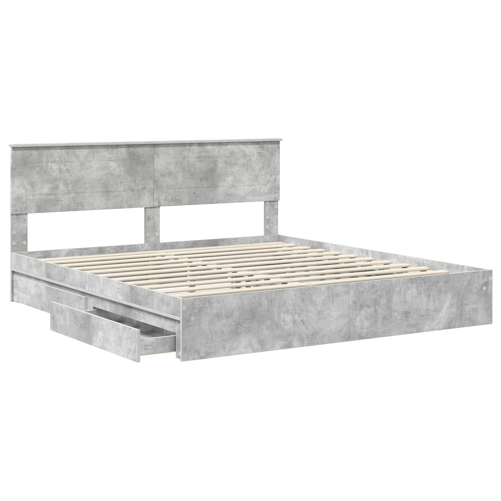Letto con Contenitore con testiera Grigio cemento 200 x 200 cm | homemem39