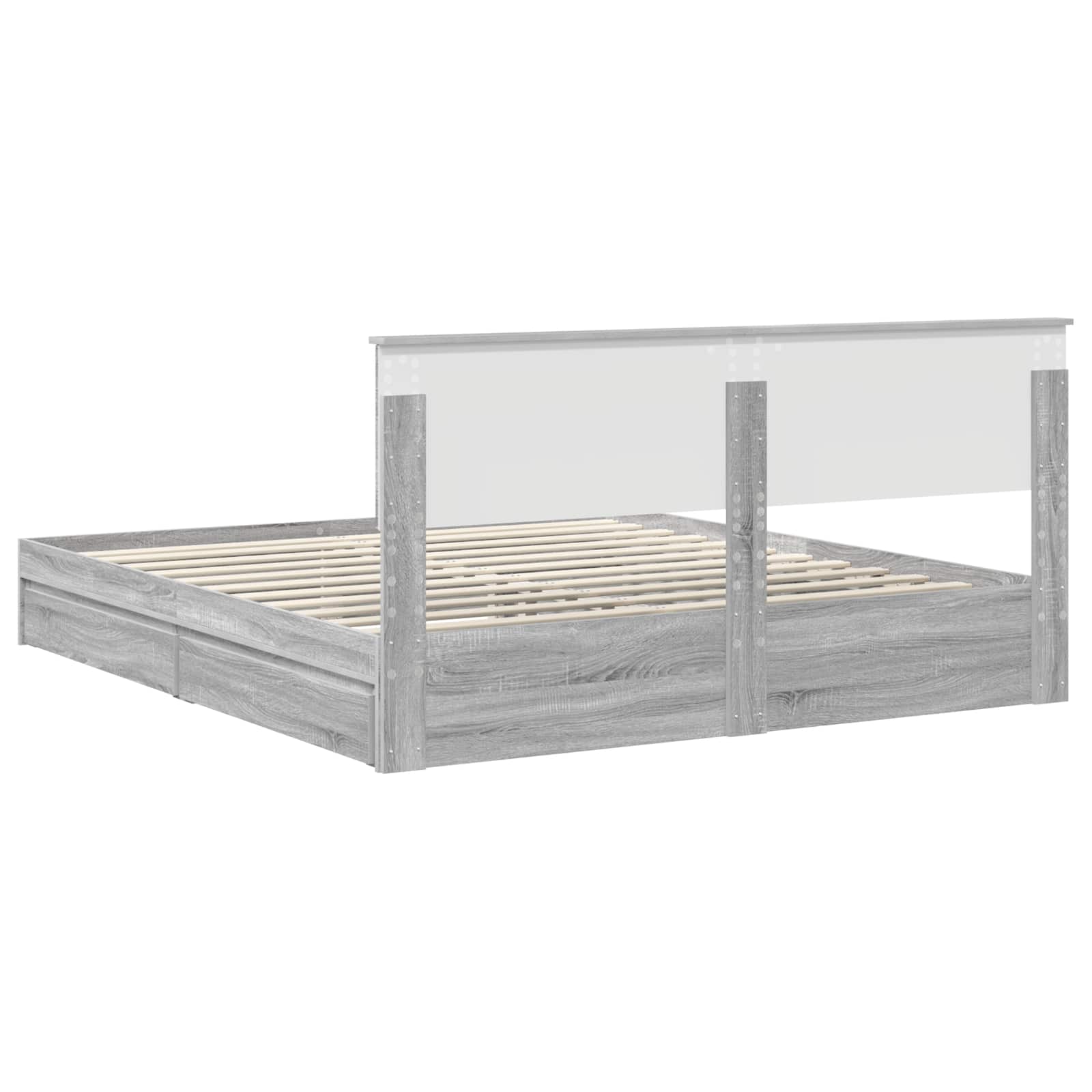 Letto con Contenitore con testiera Grigio Sonoma 200 x 200 cm | homemem39