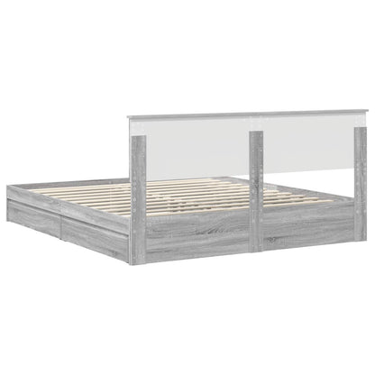 Letto con Contenitore con testiera Grigio Sonoma 200 x 200 cm | homemem39