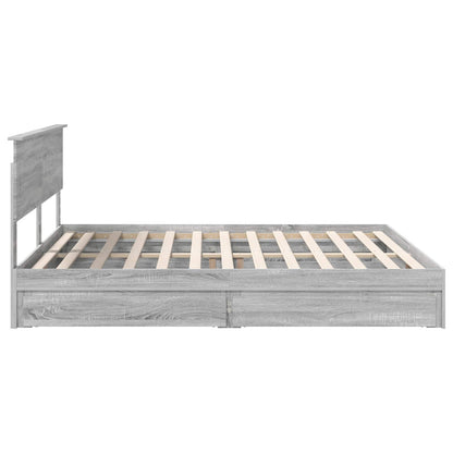 Letto con Contenitore con testiera Grigio Sonoma 200 x 200 cm | homemem39