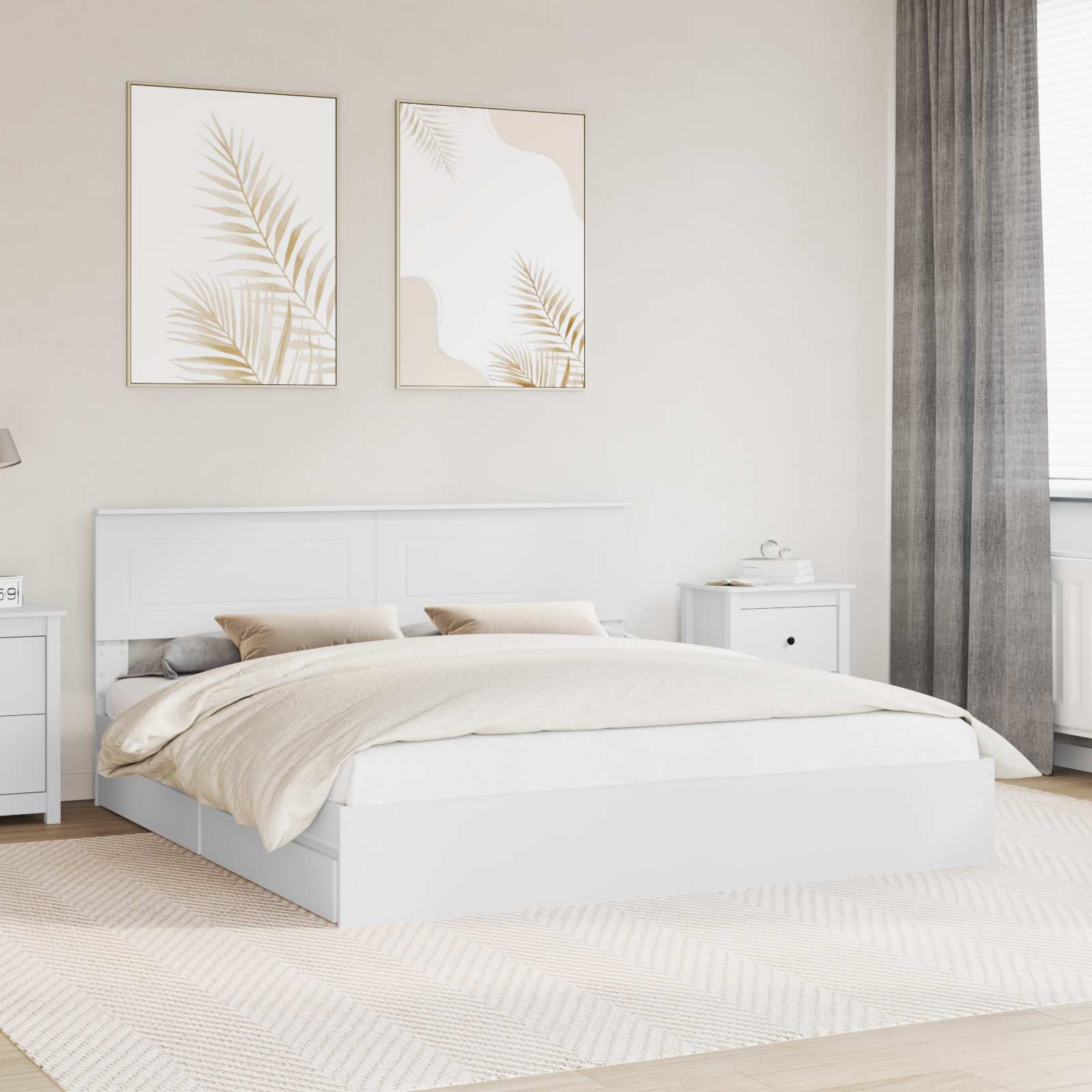 Letto con Contenitore Bianco 180 x 200 cm Legno multistrato | homemem39