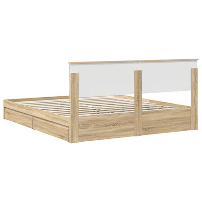 Letto con Contenitore con testiera Rovere Sonoma 180 x 200 cm | homemem39