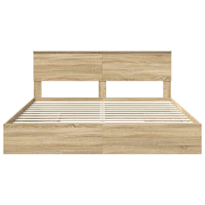 Letto con Contenitore con testiera Rovere Sonoma 180 x 200 cm | homemem39