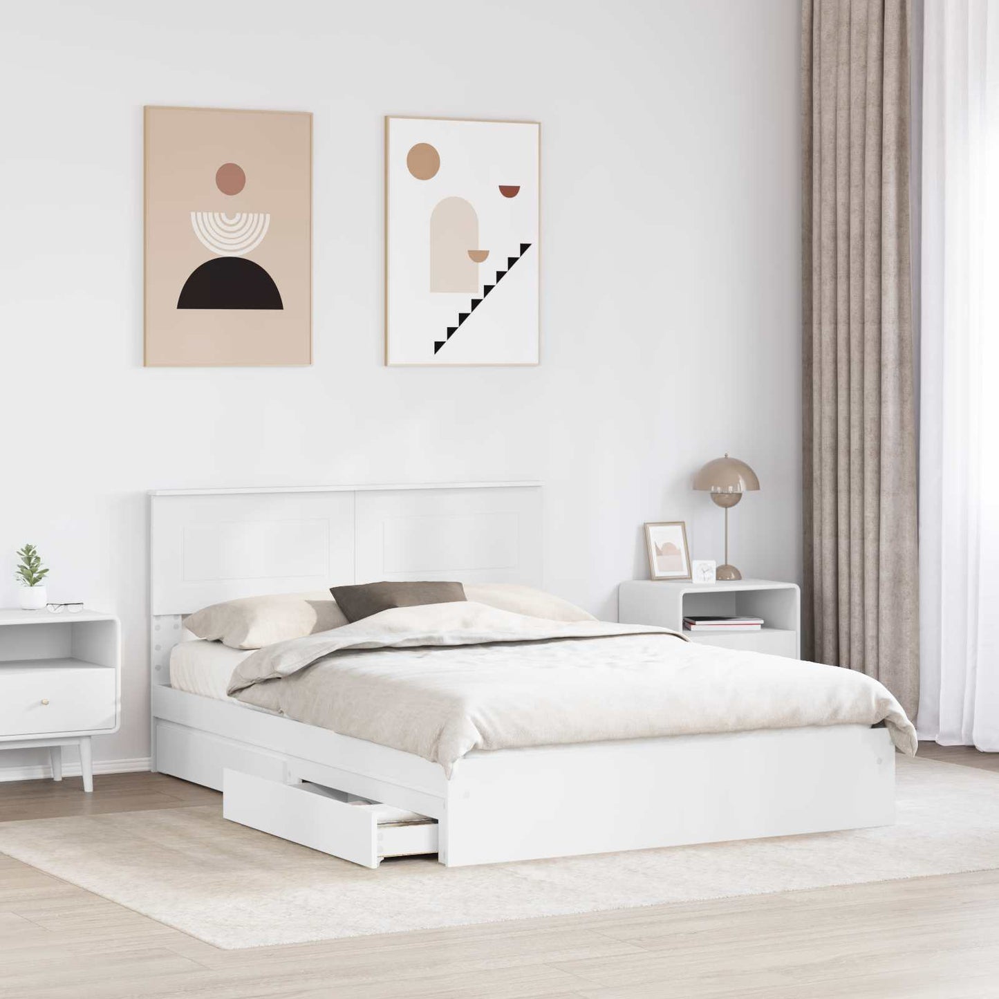 Letto con Contenitore Bianco 160 x 200 cm Legno multistrato | homemem39
