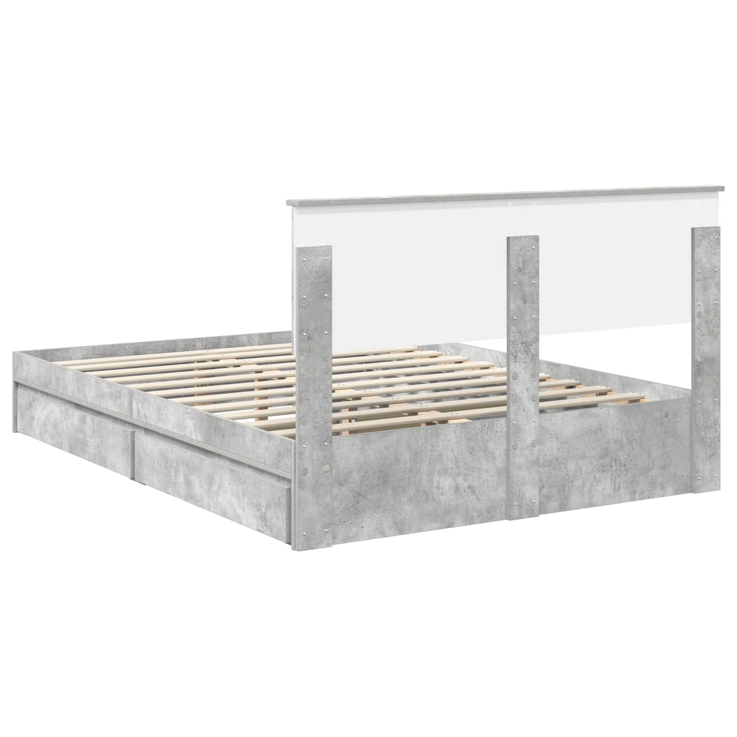 Letto con Contenitore con testiera Grigio cemento 150 x 200 cm | homemem39