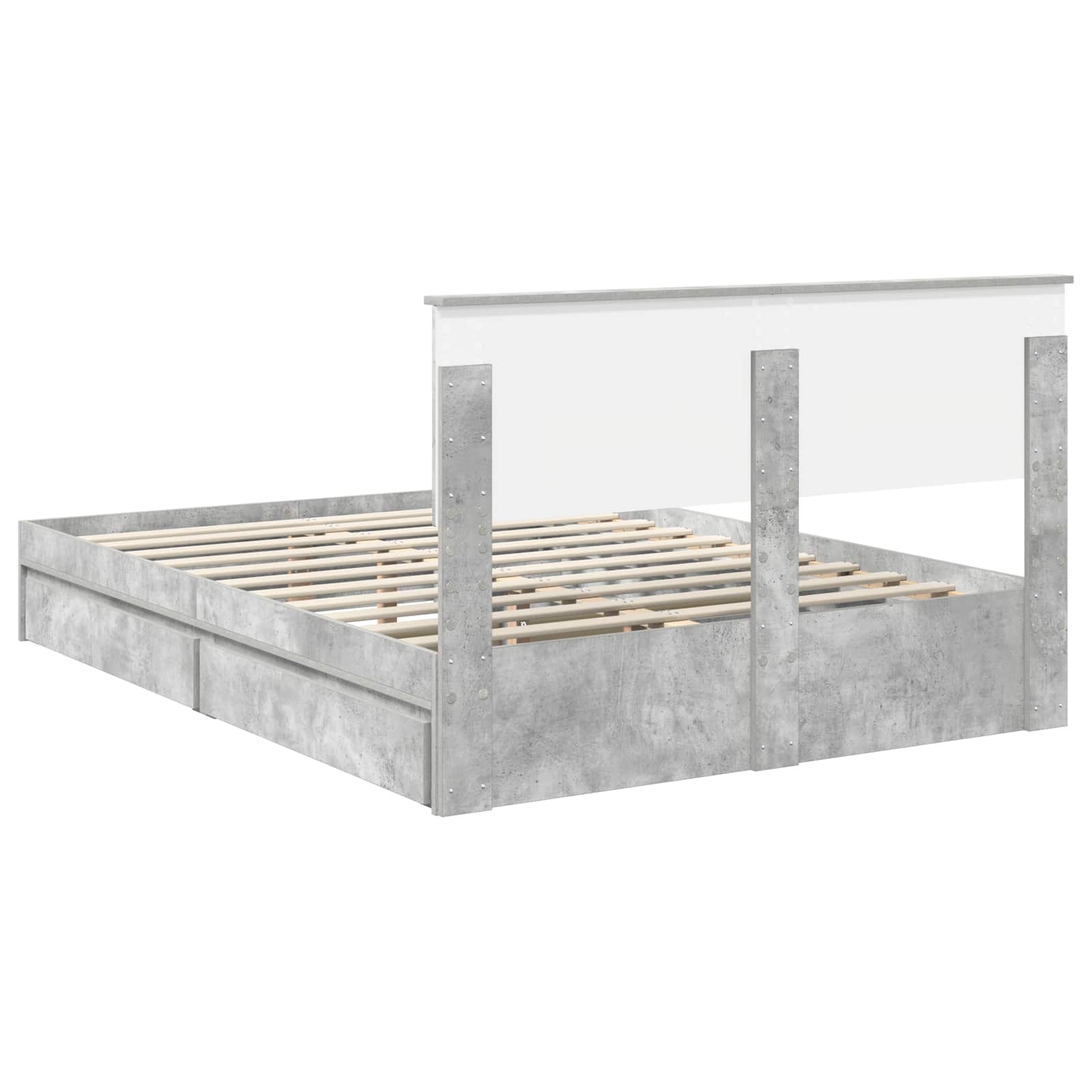 Letto con Contenitore con testiera Grigio cemento 150 x 200 cm | homemem39
