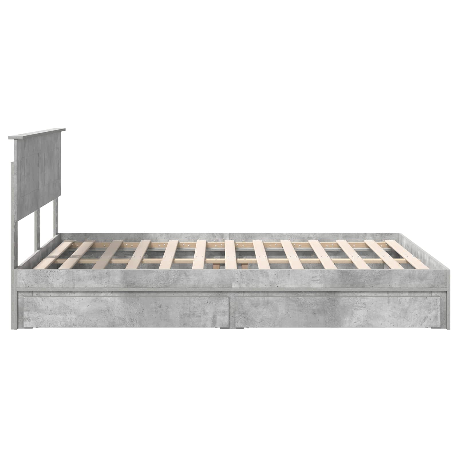 Letto con Contenitore con testiera Grigio cemento 150 x 200 cm | homemem39