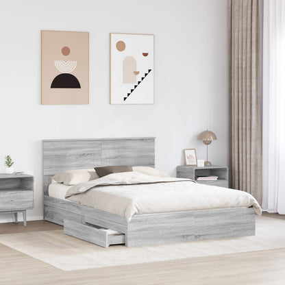 Letto con Contenitore con testiera Grigio Sonoma 150 x 200 cm | homemem39