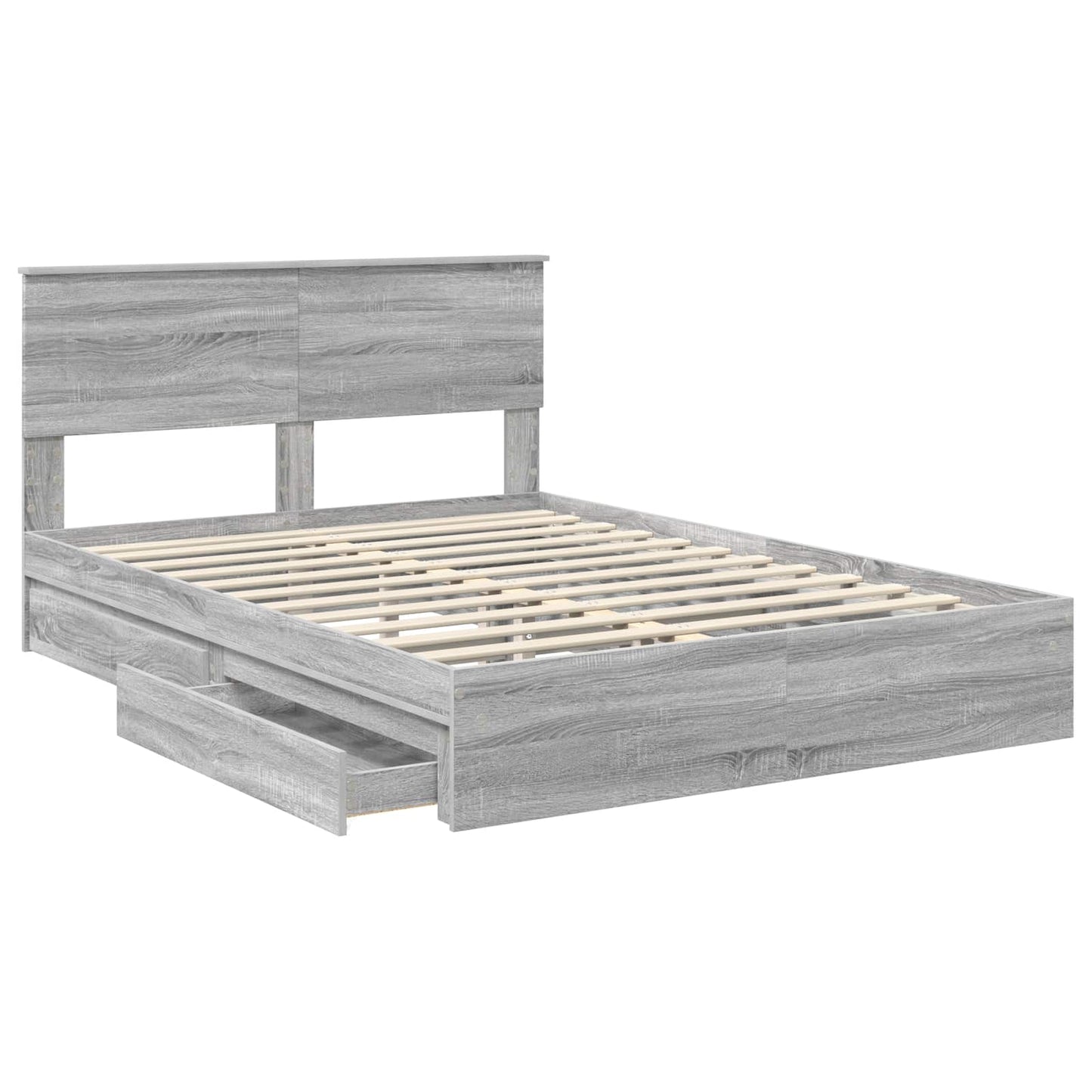 Letto con Contenitore con testiera Grigio Sonoma 150 x 200 cm | homemem39