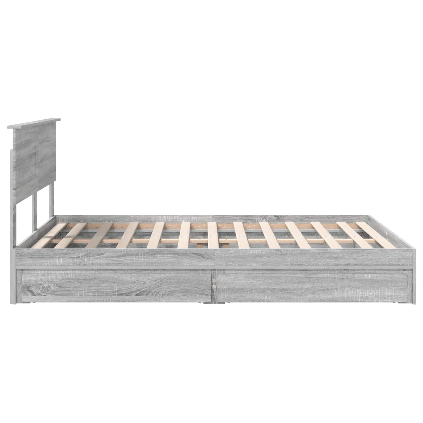 Letto con Contenitore con testiera Grigio Sonoma 150 x 200 cm | homemem39