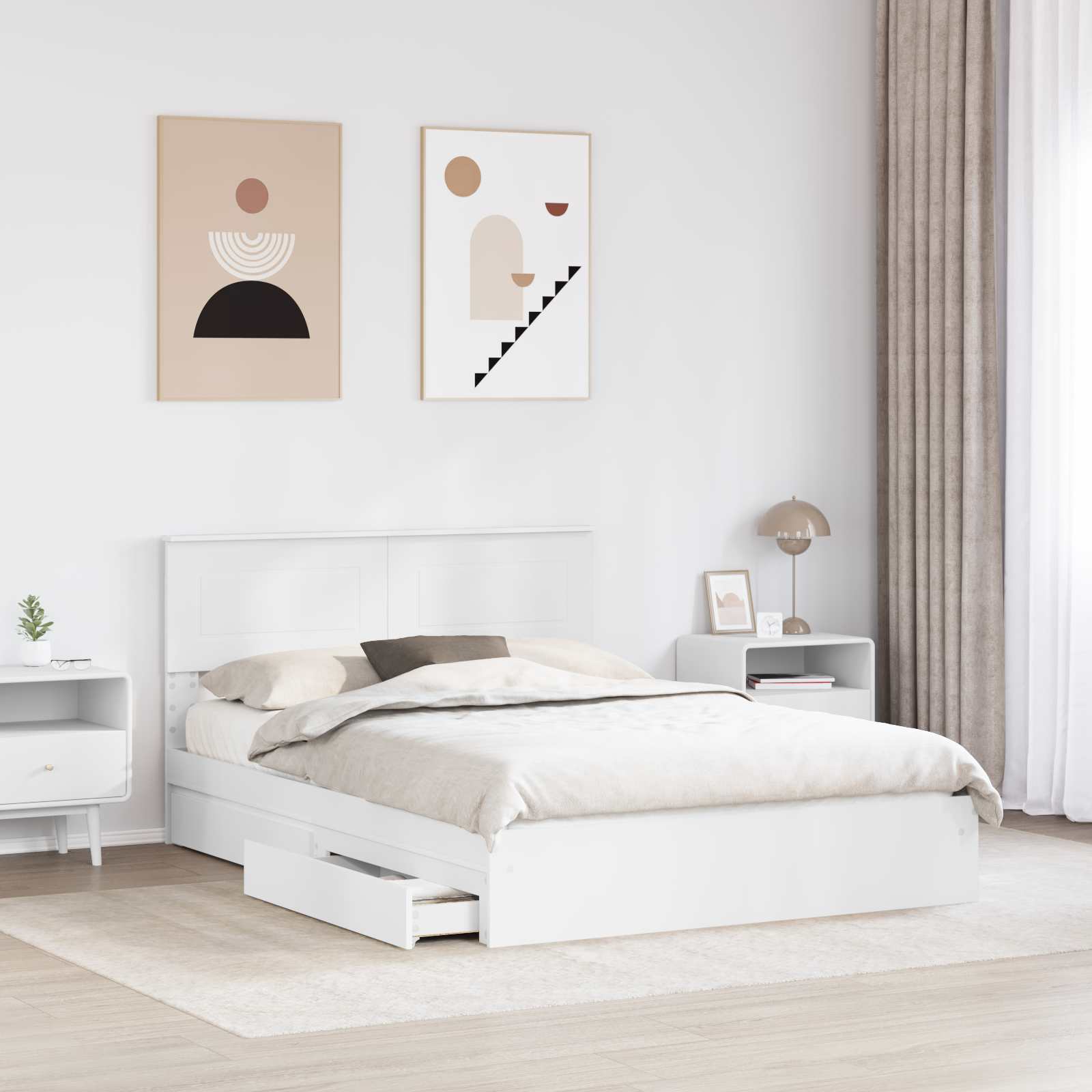 Letto con Contenitore Bianco 140 x 190 cm Legno multistrato | homemem39