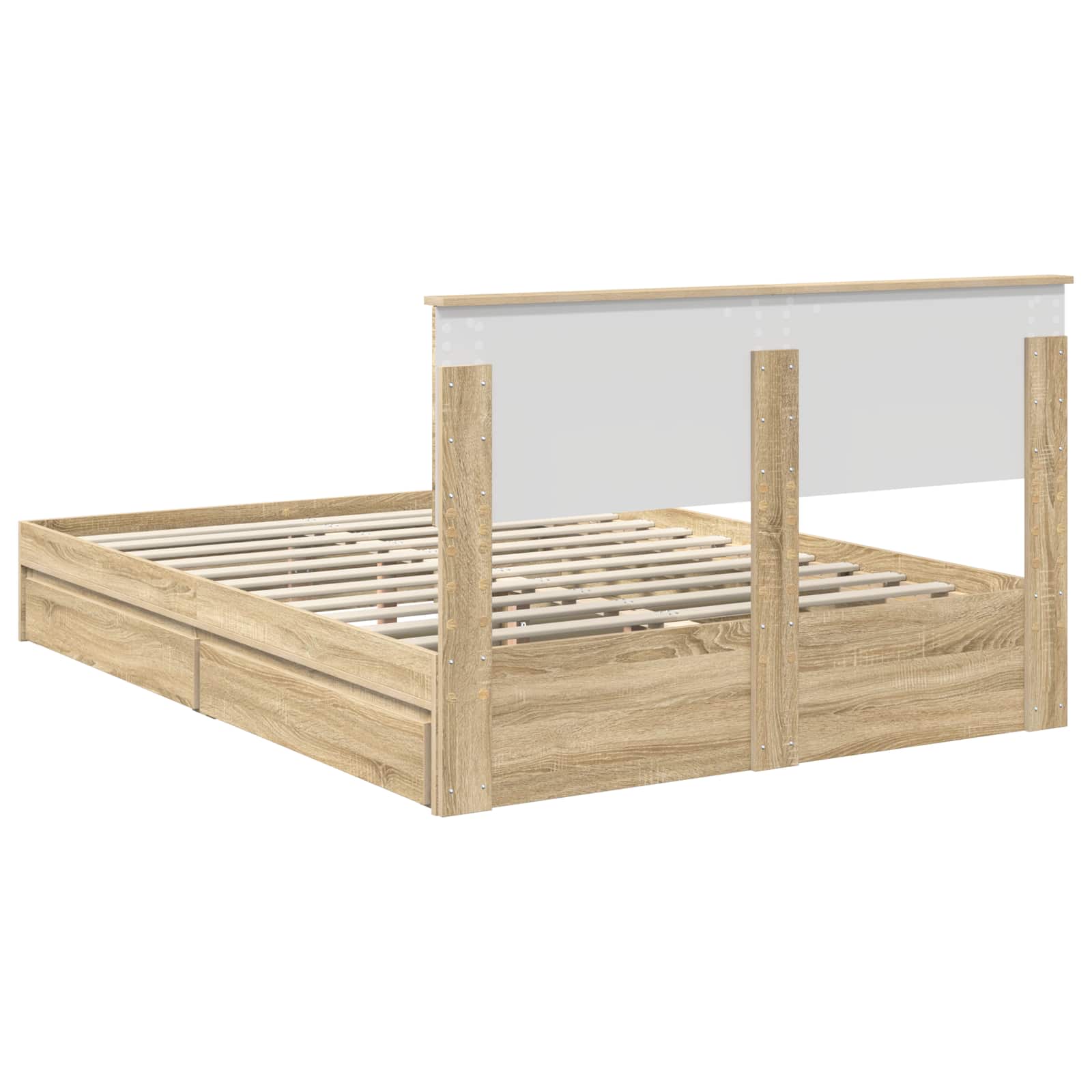 Letto con Contenitore con testiera Rovere Sonoma 140 x 190 cm | homemem39