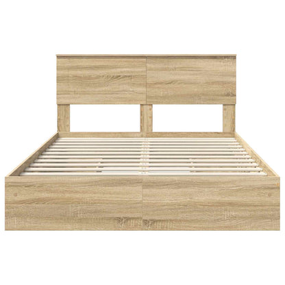Letto con Contenitore con testiera Rovere Sonoma 140 x 190 cm | homemem39