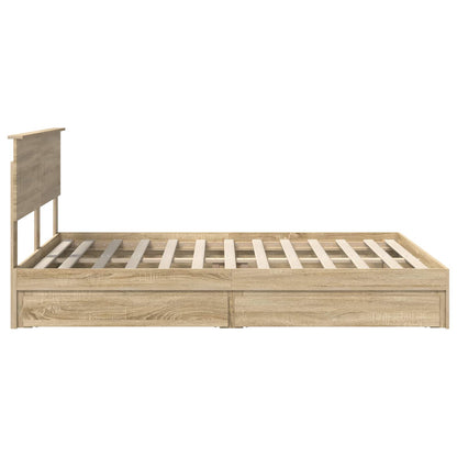 Letto con Contenitore con testiera Rovere Sonoma 140 x 190 cm | homemem39