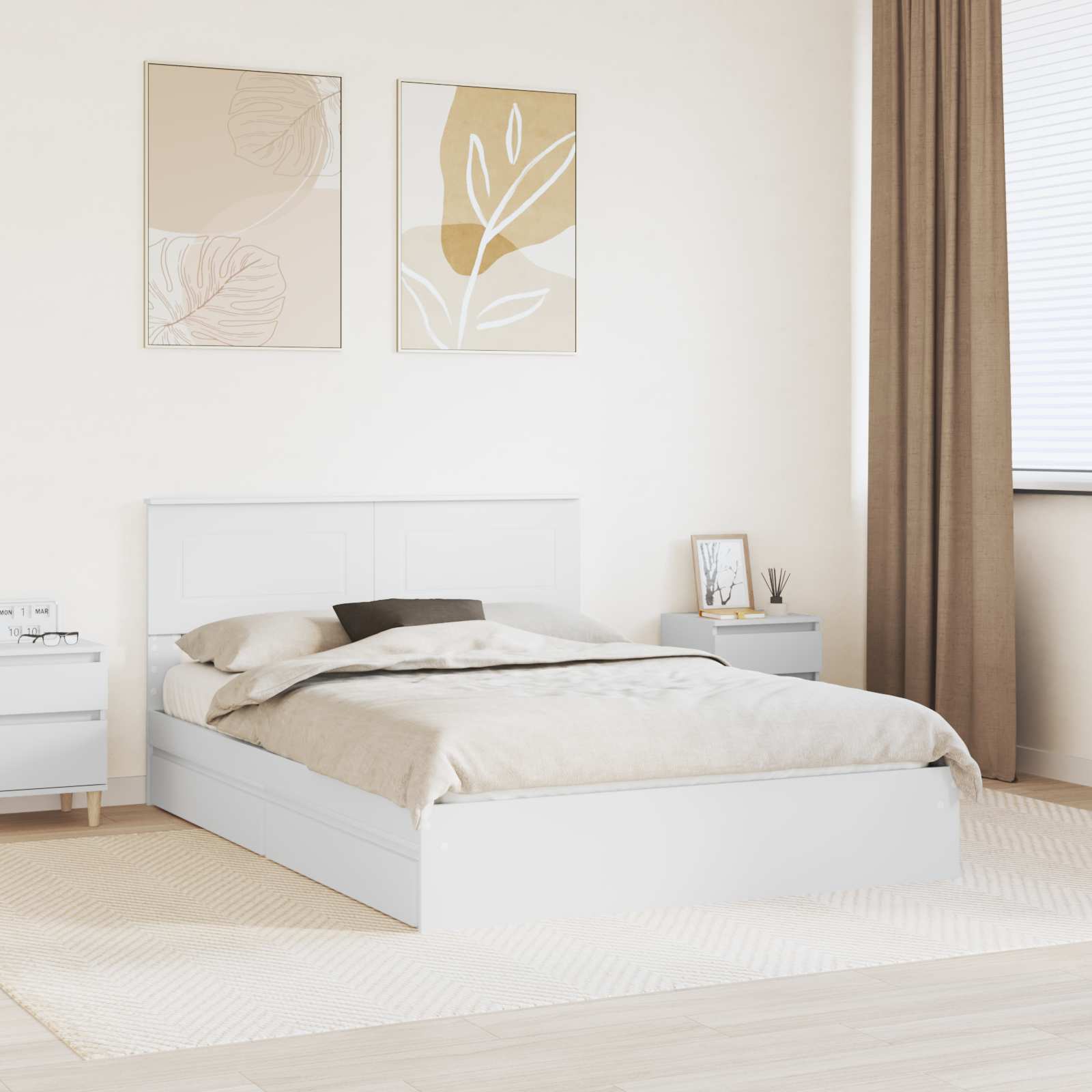 Letto con Contenitore Bianco 140 x 200 cm Legno multistrato | homemem39