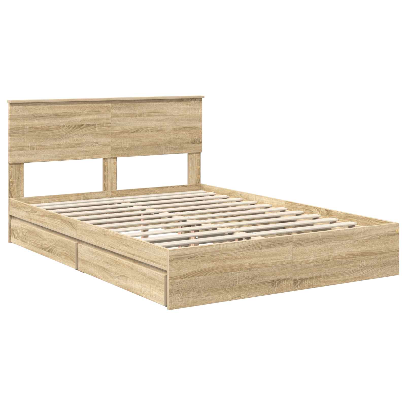 Letto con Contenitore con testiera Rovere Sonoma 140 x 200 cm | homemem39
