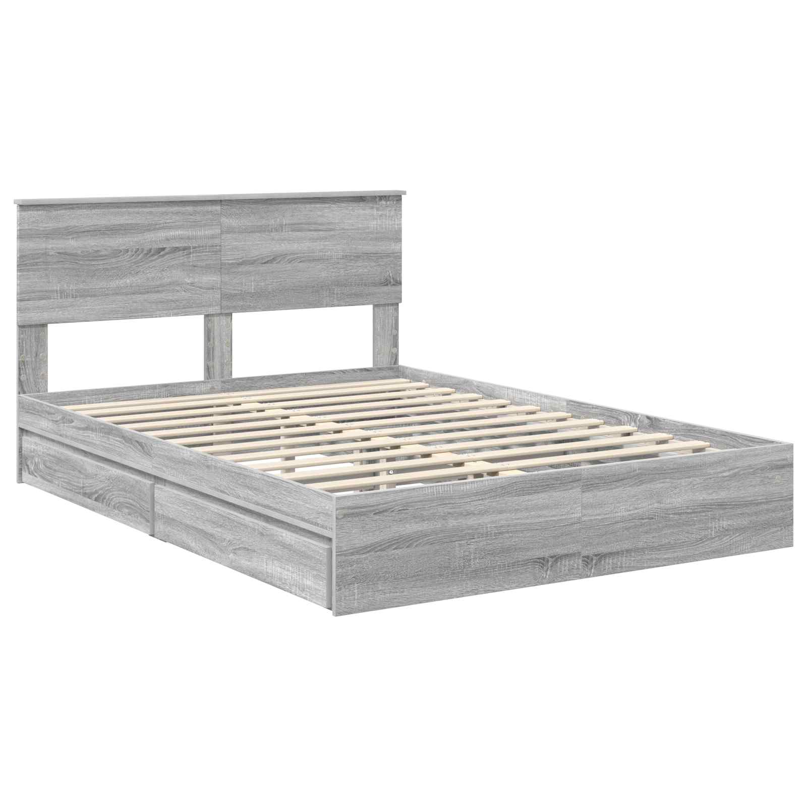 Letto con Contenitore con testiera Grigio Sonoma 140 x 200 cm | homemem39