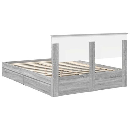 Letto con Contenitore con testiera Grigio Sonoma 140 x 200 cm | homemem39