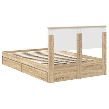 Letto con Contenitore con testiera Rovere Sonoma 135 x 190 cm | homemem39