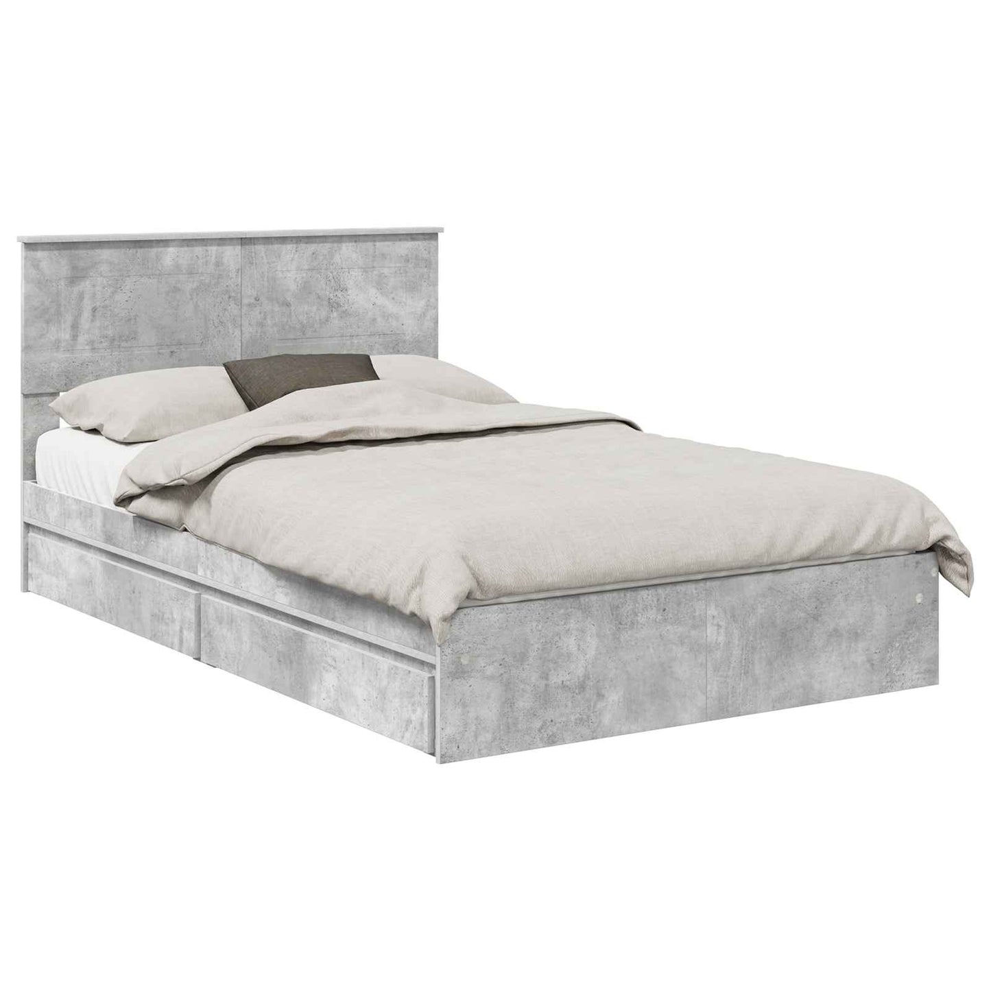 Letto con Contenitore con testiera Grigio cemento 135 x 190 cm | homemem39