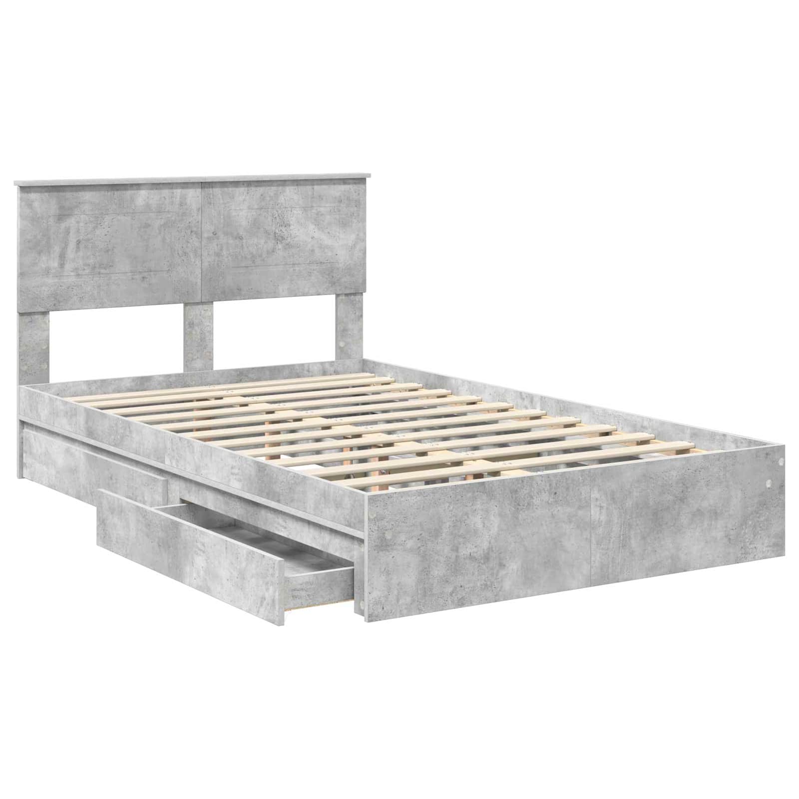 Letto con Contenitore con testiera Grigio cemento 135 x 190 cm | homemem39