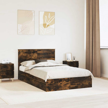 Letto con Contenitore con testiera Rovere fumé 135 x 190 cm | homemem39