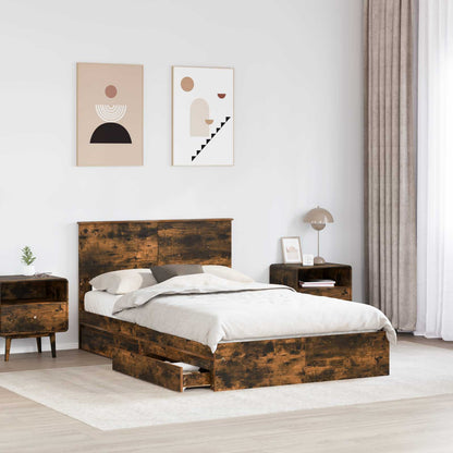 Letto con Contenitore con testiera Rovere fumé 135 x 190 cm | homemem39