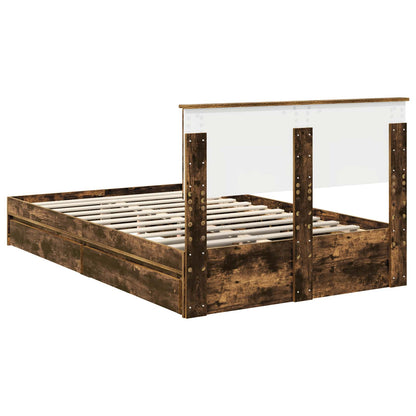 Letto con Contenitore con testiera Rovere fumé 135 x 190 cm | homemem39