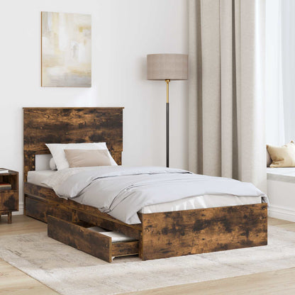 Letto con Contenitore con testiera Rovere fumé 100 x 200 cm | homemem39