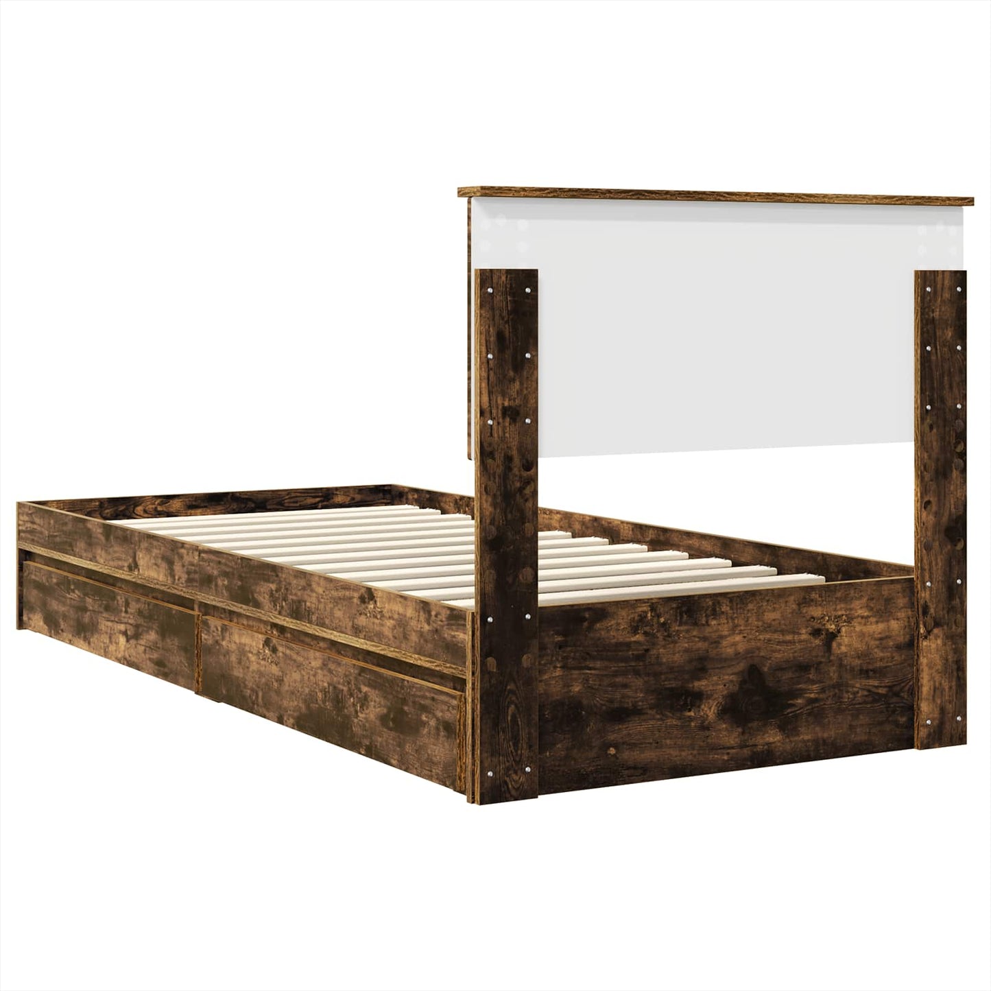 Letto con Contenitore con testiera Rovere fumé 100 x 200 cm | homemem39