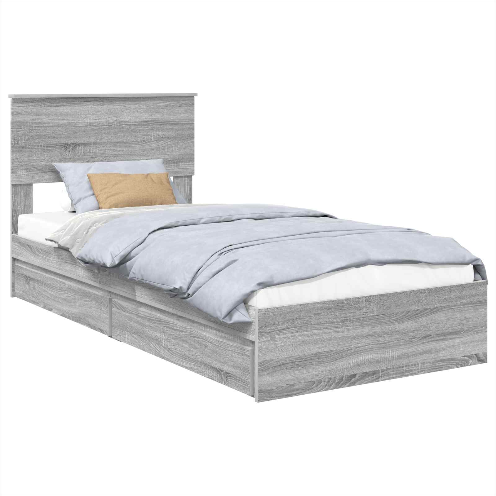 Letto con Contenitore con testiera Grigio Sonoma 100 x 200 cm | homemem39